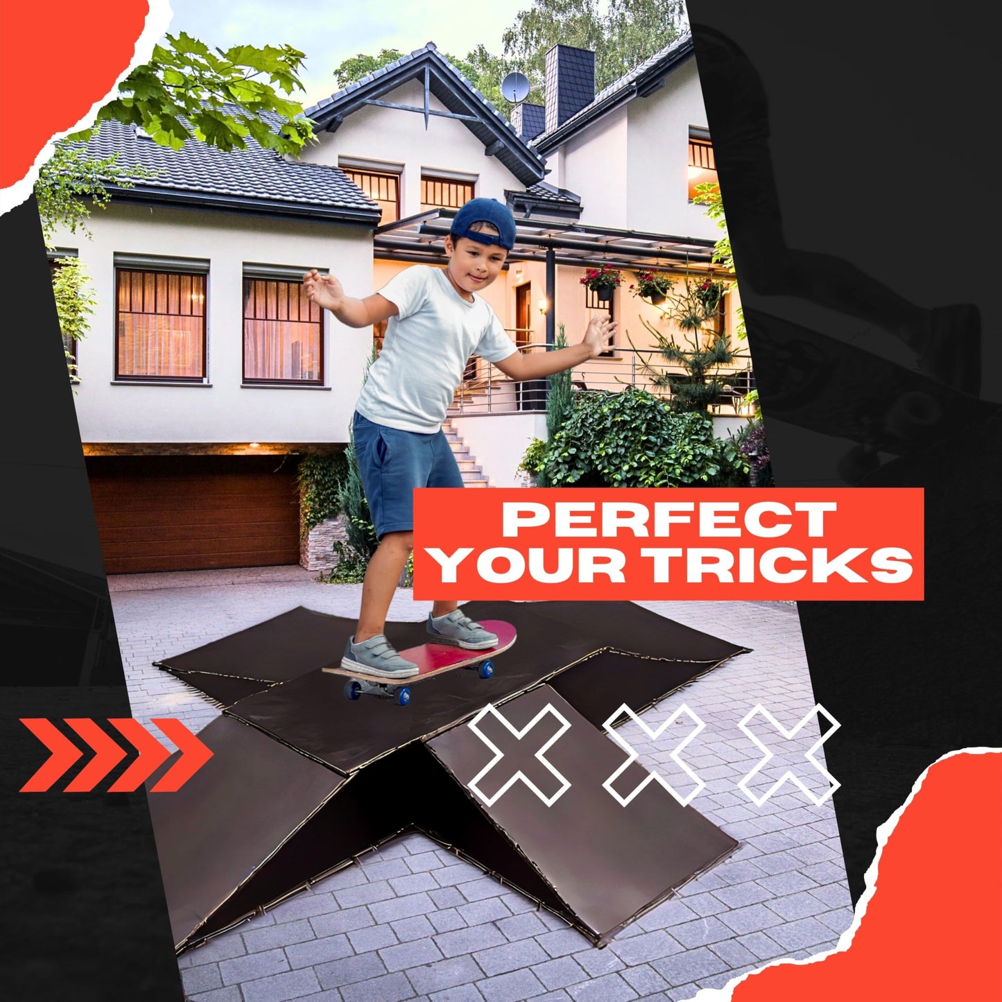 Senshi Skate Ramp | 5 Piece Skateboard Ramp Set For Garden BMX, Scooters, Bikes | Heavy Duty Mini Trick & Flips Ramp For Children & Teenagers up to 100KG | Skatepark Equipment For Home