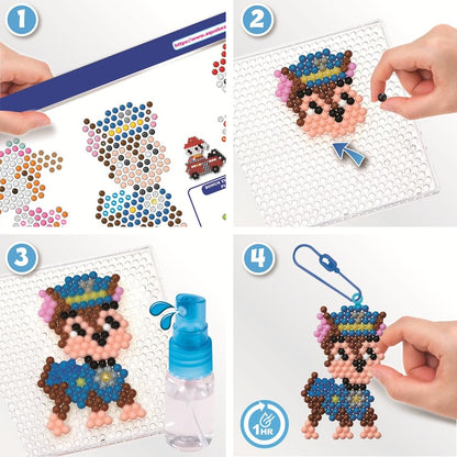 Aquabeads Paw Patrol keychain craft kit with colorful beads and design templates for arts and crafts bead activity toy.