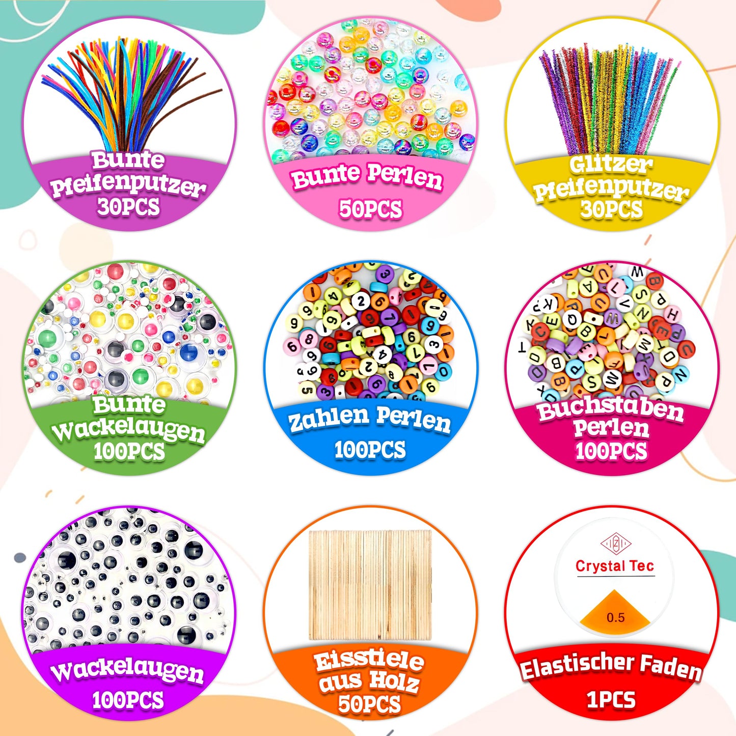 obqo 3000+ Pcs Art and Craft Box for Kids, Toddler Kids Craft Set Included Pipe Cleaners, Pom Poms, Feather, Folding Storage Box - All in One for Kids Craft Supplies (Purple)