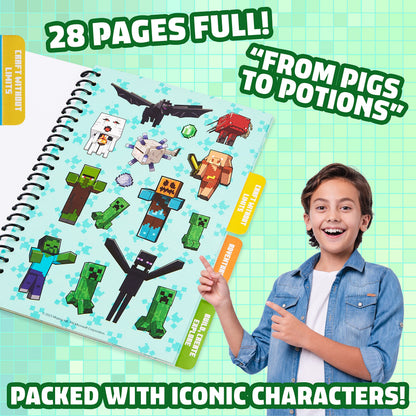 Minecraft Sticker Book for Kids - 28 Sheets, Over 1000 Stickers, Creeper Collector for Scrapbooking, Creative Activity Set, Gamer Gifts for Boys
