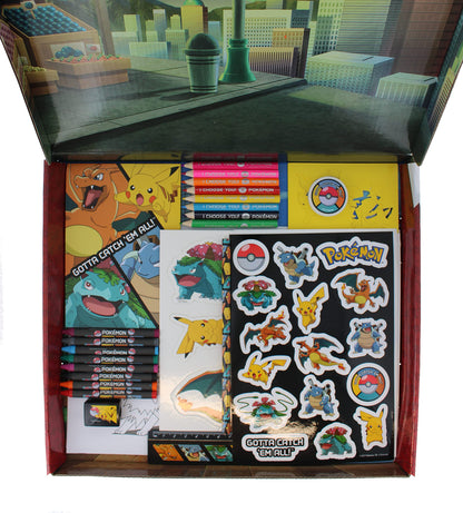 Pokemon Large Art Set by Blueprint Collections featuring vibrant coloring supplies and stationery for kids' creative projects.
