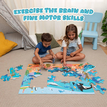 BONNYCO Giant Floor Puzzle of Ocean Animals with 48 Large Pieces. Jigsaw Puzzles for Kids 36.2 x 24.4 in, Gifts for Boys and Girls, Educational Toys Ages 2-8