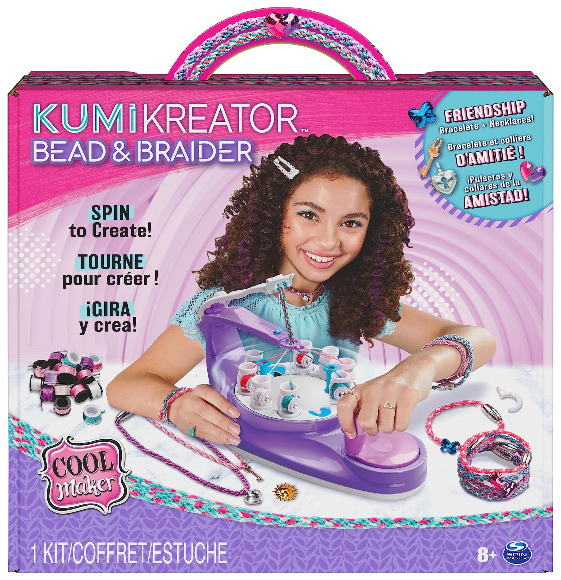 Cool MAKER KumiKreator bead and braider kit for girls creating friendship necklaces and bracelets, arts and crafts for kids aged 8+