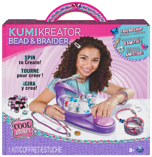 Cool MAKER KumiKreator bead and braider kit for girls creating friendship necklaces and bracelets, arts and crafts for kids aged 8+