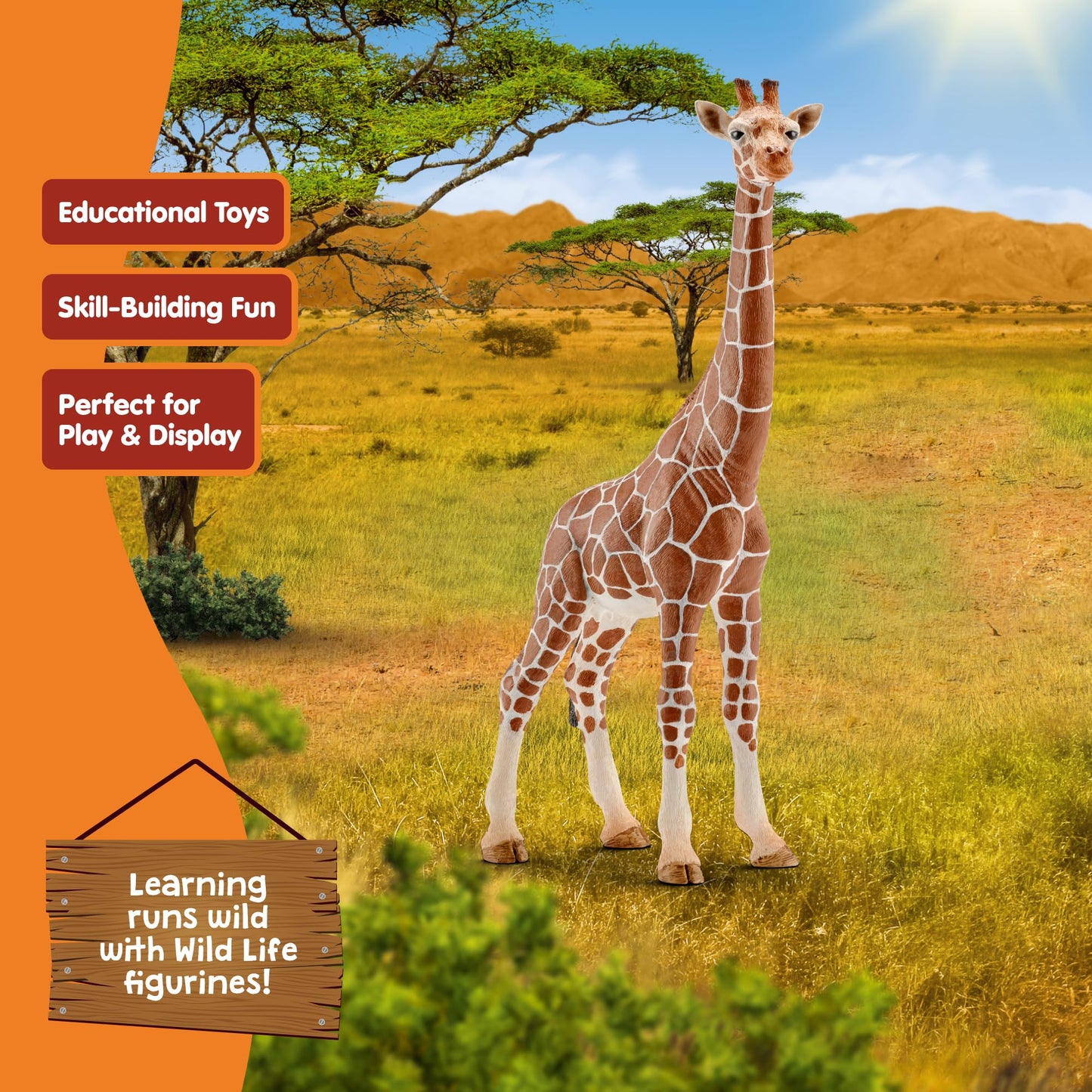 SCHLEICH Wild Life Realistic Female Giraffe Animal Figurine - Authentic Detailed Wild Female Giraffe Toy for Boys and Girls Education Imagination and Play, Highly Durable Gift for Kids Ages 3+