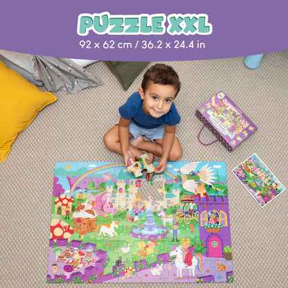 BONNYCO Giant Floor Puzzle of Fantasy Castle with 48 Large Pieces. Jigsaw Puzzles for Kids 36.2 x 24.4 in, Gifts for Girls and Boys, Educational Toys Ages 2-8