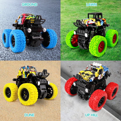 m zimoon Monster Truck, 4pcs Inertia Toy Cars 360° Rotation Friction Powered Off-road Vehicles Pull back car Christmas Birthday Gifts for 3/4/5/6 Years Old Toddlers Boys Girls