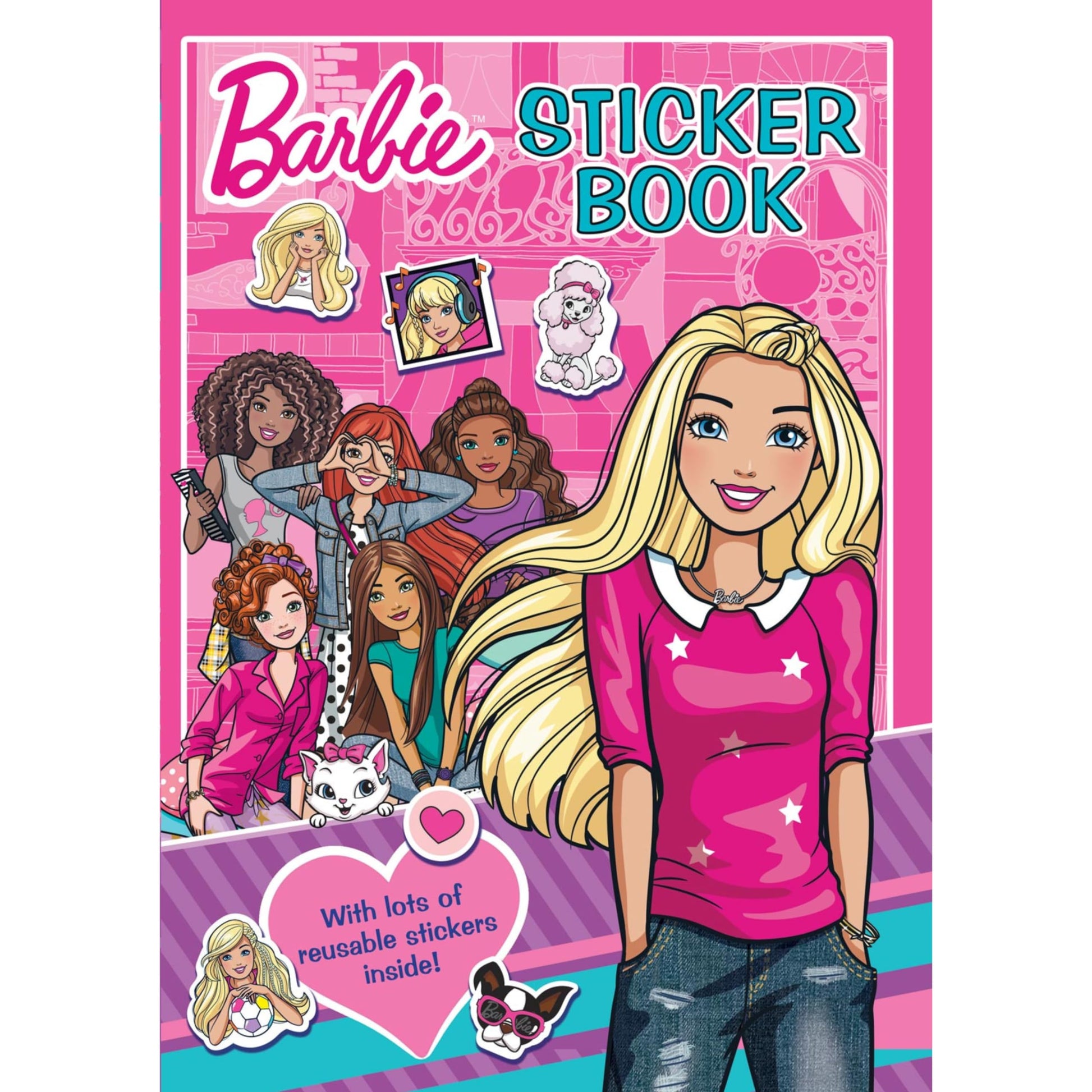 Barbie alligator-themed sticker activity book with reusable stickers and colorful illustrations for children.