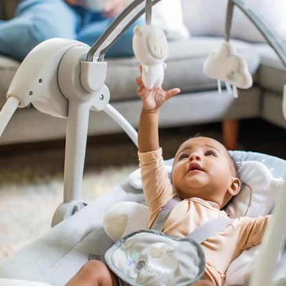 Ingenuity Comfort 2 Go Compact Portable 6-Speed Baby Swing with Music, Folds for Easy Travel - Cuddle Lamb, 0-9 Months