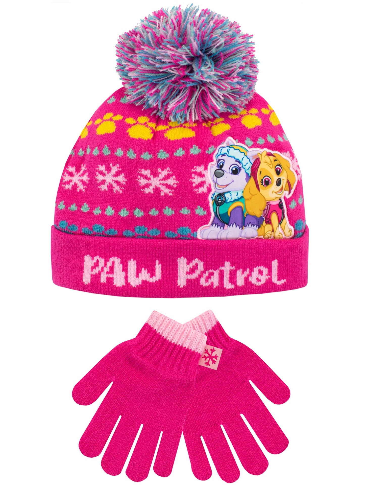 Paw Patrol Kids Winter Hat and Gloves Set Skye Everest Pink One Size