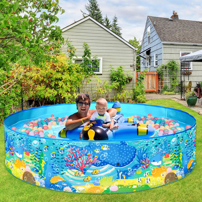TOPWAYS Sea Creature Paddling Pool, Kiddie Swimming Pool - Easy Setup No Inflation, Outdoor Kids Swimming Pool - Size 152x25cm (Sea Creature)