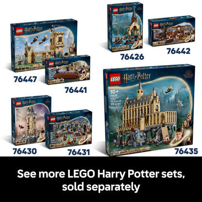 LEGO Harry Potter Diagon Alley set featuring microscale shops and 12 microfigures in detailed display model.
