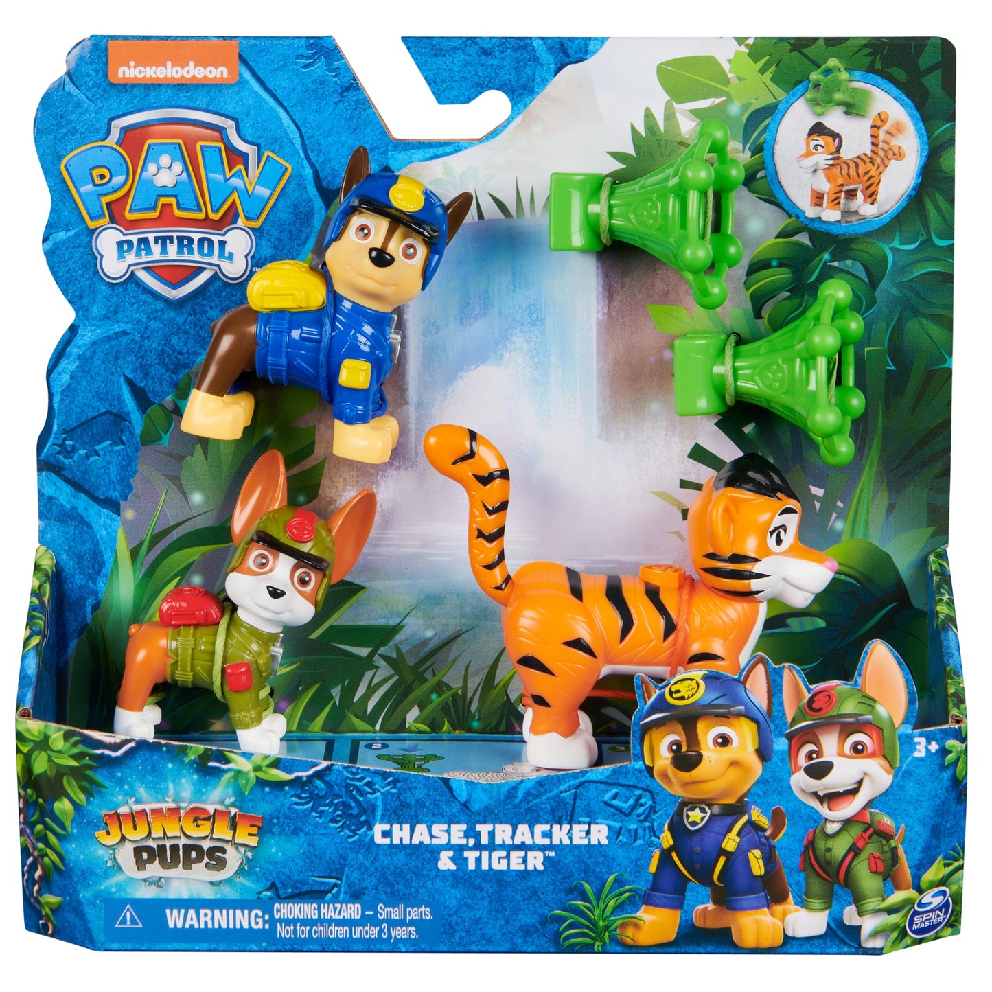 Paw Patrol: Jungle Pups Chase, Tracker & Tiger Action Figures with Projectile Launcher, Kids’ Toys for Boys and Girls Aged 3 and Up