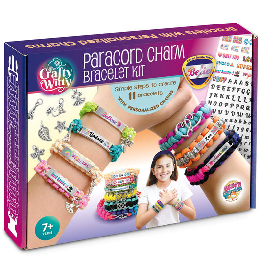 Paracord Bracelet Making Kit with Charms - Art & Craft Gift for KIDS Age 8 9 10 11 12 & Teens 13 14 Year Old. Make Your Own Friendship & Jewellery for Birthday, Travel Activity, Camp & Project