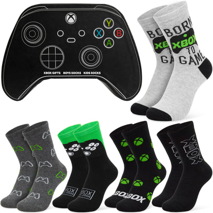 Xbox Socks for Boys & Teens, 5 Pack of Calf Length Socks, Soft Breathable School Sports Casual, Gamer Gifts for Boys