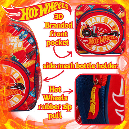 Hot Wheels Backpack For Kids Large Cars School Travel Sports Bag with Drinks Holder