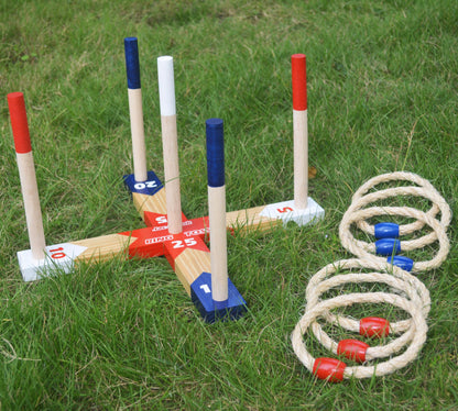 wooden Ring Toss Games, Premium Quoits Garden Game Set, Throwing Tossing Game (Modern)