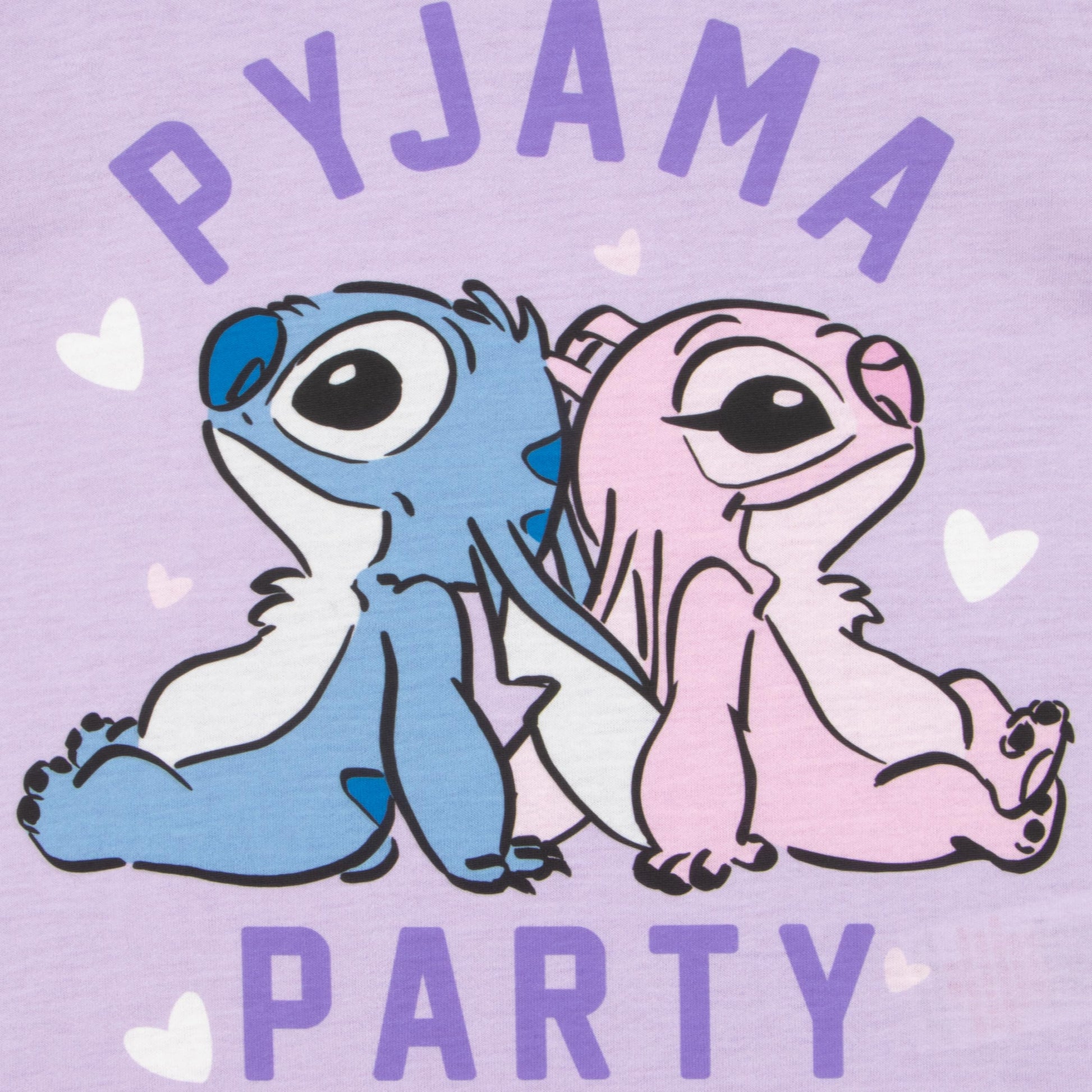 Disney Lilo and Stitch girls' purple pajamas featuring Stitch and Angel, matching mum and daughter PJs for ages 6-7 years.