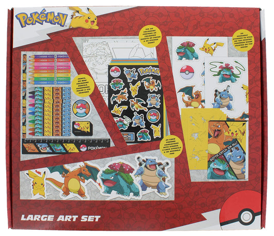 Pokemon large art set with colouring supplies and stationery for kids by Blueprint Collections, featuring vibrant designs.