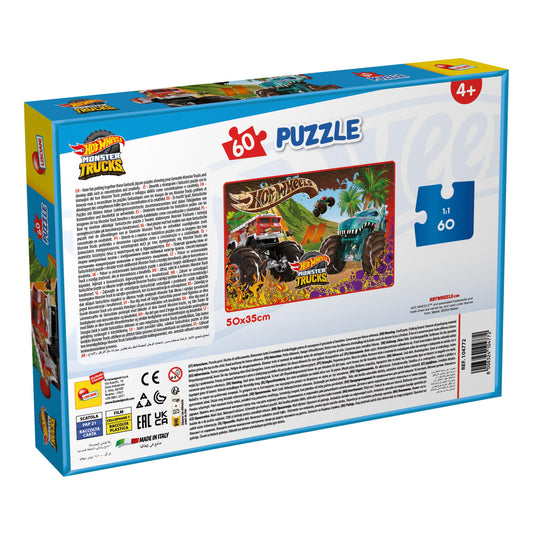Lisciani - HOT WHEELS Monster Truck Puzzle - 60 Pieces - For Kids from 4 Years - 35x50cm - Puzzle of Monster Trucks with Daring Stunts - Action and Speed - Stimulates Thinking and Agility