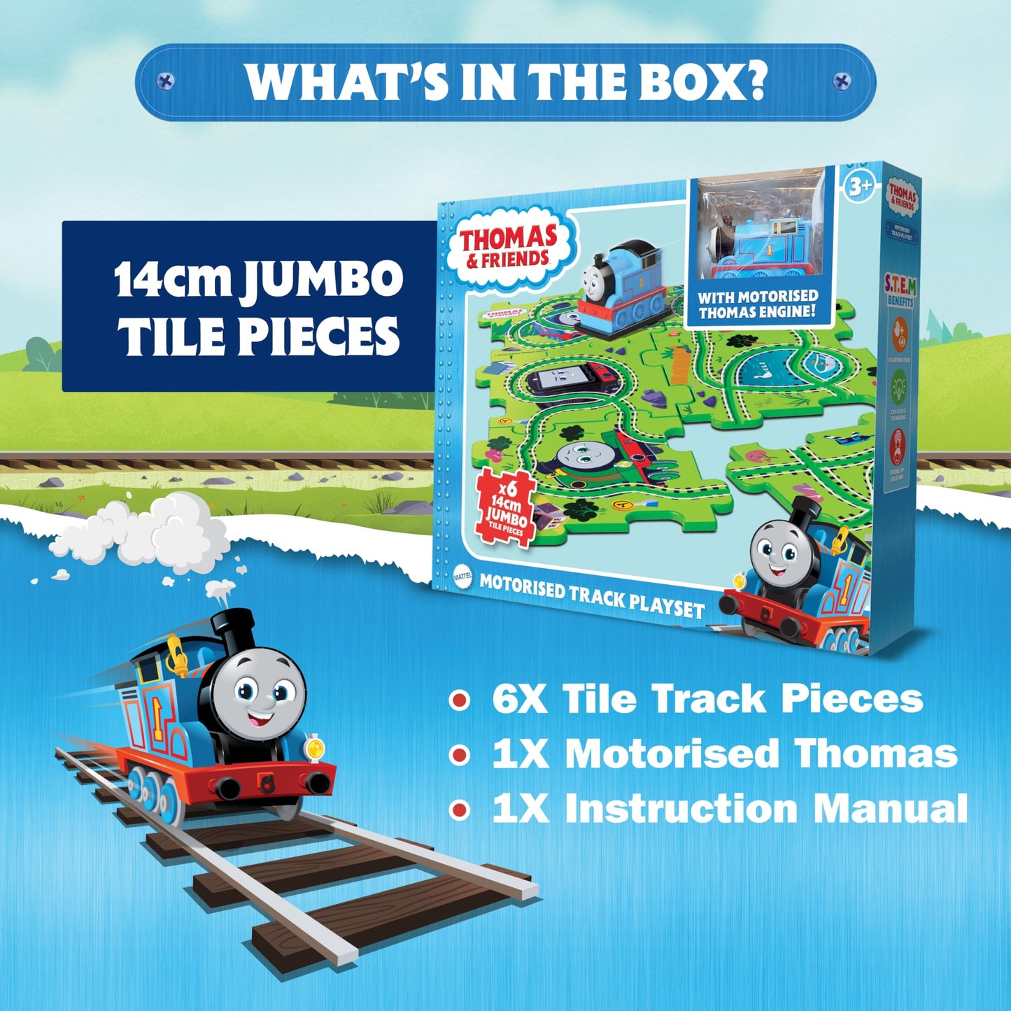 Thomas the Tank Engine Train Set for 3+ Year Old Boys with 50 Track Combinations - Motorised Track Playset with 6 Puzzle Pieces - Thomas & Friends Trains - Train Track Toys for Boys & STEM Learning