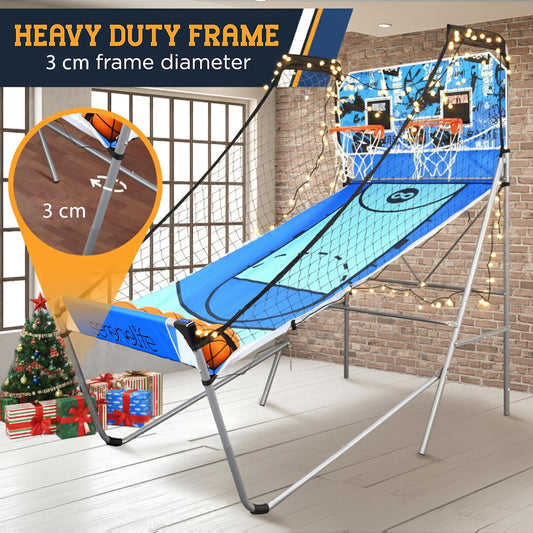 SereneLife Basketball Arcade Game, Foldable Dual Shot Basket Ball Hoop Game, Outdoor Sport Indoor Home Arcade Room w/ Digital LED Scoreboard & Play Timer, Electronic Shooting Machine for Kids & Adults
