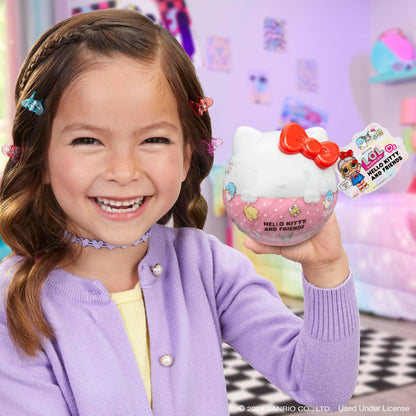 L.O.L. Surprise! Hello Kitty-themed doll with accessories and ball, showcasing vibrant colors and fun fashion details.
