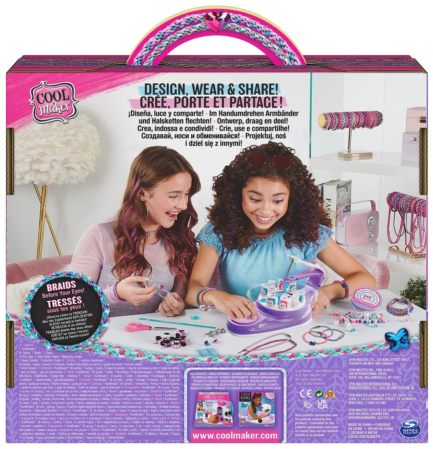 Cool MAKER KumiKreator bead and braider kit for girls features colorful beads and tools for making friendship necklaces and bracelets.