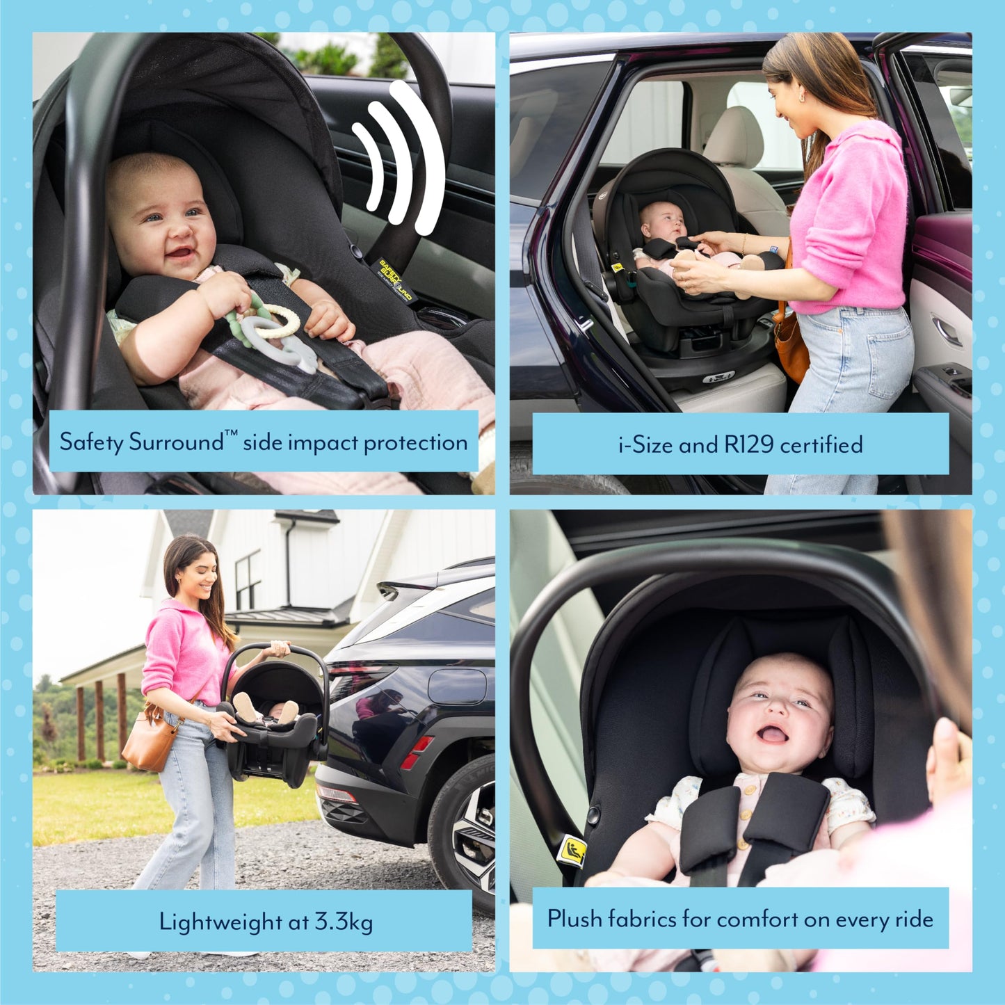 Graco SnugLite i-Size R129 Infant car seat, Suitable from 40-75cm, Birth to Approx 12 Months, Lightweight at only 3.3kg, Compatible with SnugTurn or SnugLite ISOFIX Bases, Midnight Fashion
