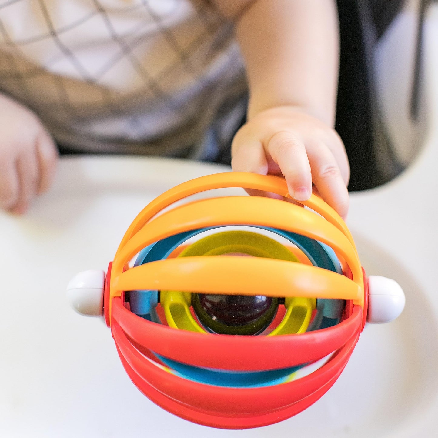Baby Einstein Sticky Spinner booster with spinning wheel, rattle, and sensory toys on suction cup base for infants 3 months+