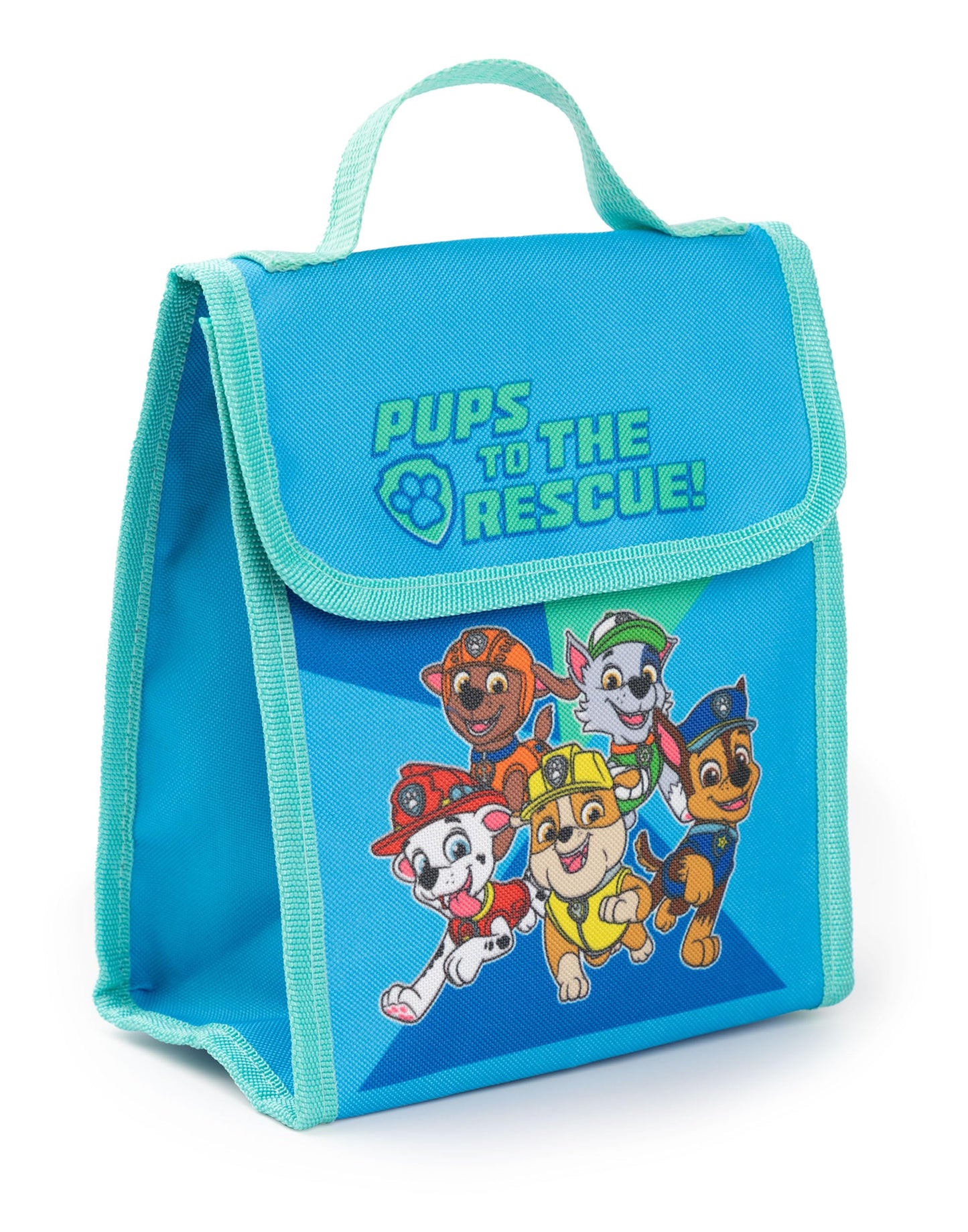 Paw Patrol Boys and Girls Backpack Set | Kids 4 Piece Blue & Green Rucksack Bundle with School Bag, Pencil Case, Lunch Bag & Water Bottle | Chase Dog Crew Graphic Matching Set | Back to School