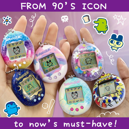 TAMAGOTCHI Bandai Original Pink Glitter Shell Original Cyber Pet 90s Adults And Kids Toy With Chain | Retro Virtual Pets Are Great Boys And Girls Toys Or Gifts For Ages 8+