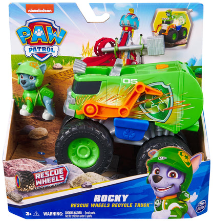 Paw Patrol: Rescue Wheels Rocky’s Recycle Truck, Toy Truck with Projectile Launcher and Collectible Action Figure, Kids’ Toys for Boys & Girls Ages 3+