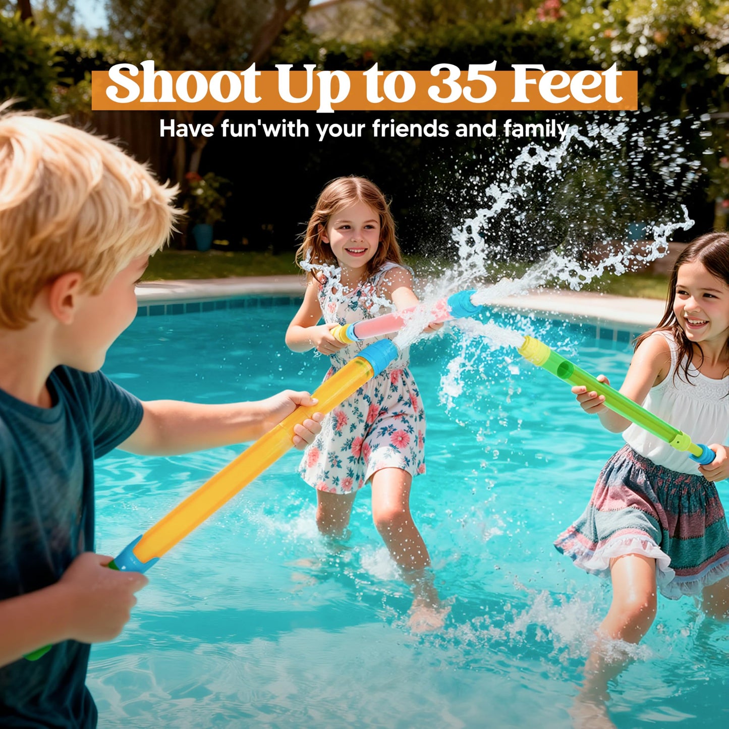 JOYIN 18-pack of 16.5-inch water pistols for kids and adults, perfect for outdoor pool, beach, and backyard water fights.