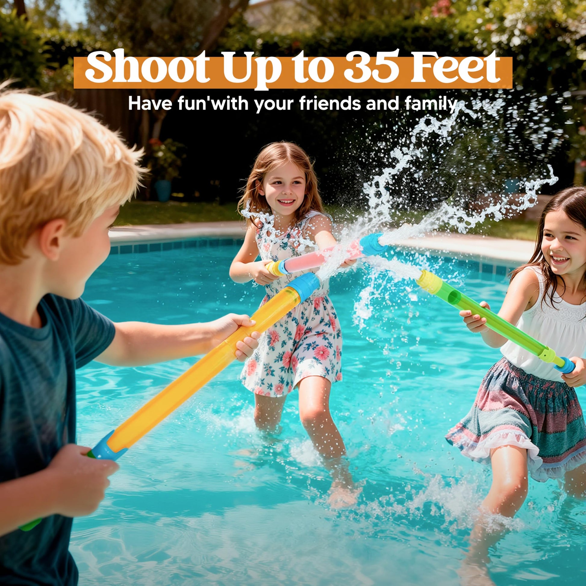 JOYIN 18-pack of 16.5-inch water pistols for kids and adults, perfect for outdoor pool, beach, and backyard water fights.