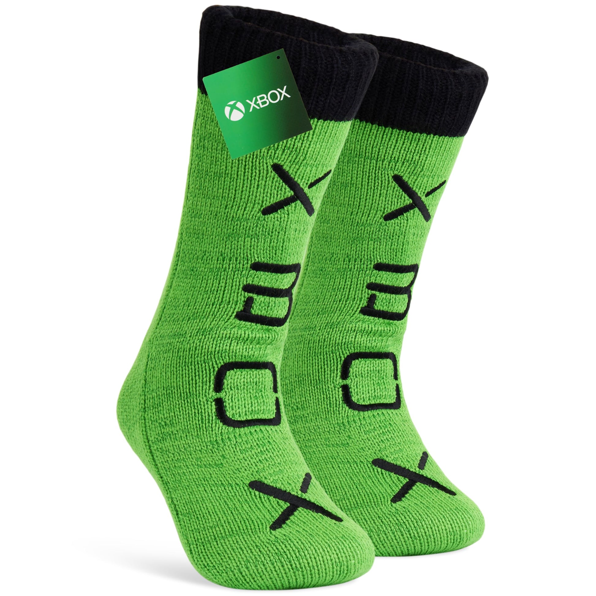 Xbox boys and teen slipper socks with fleece lining, fluffy, non-slip pads, cozy loungewear perfect for gaming and warmth.