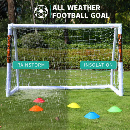 NORTHERN STONE Ultimate All Weather uPVC Football Goal 6ft x 4ft Garden Portable Football Goals 70mm Thick PVC Goal Posts + Football Net Integrated Locking System