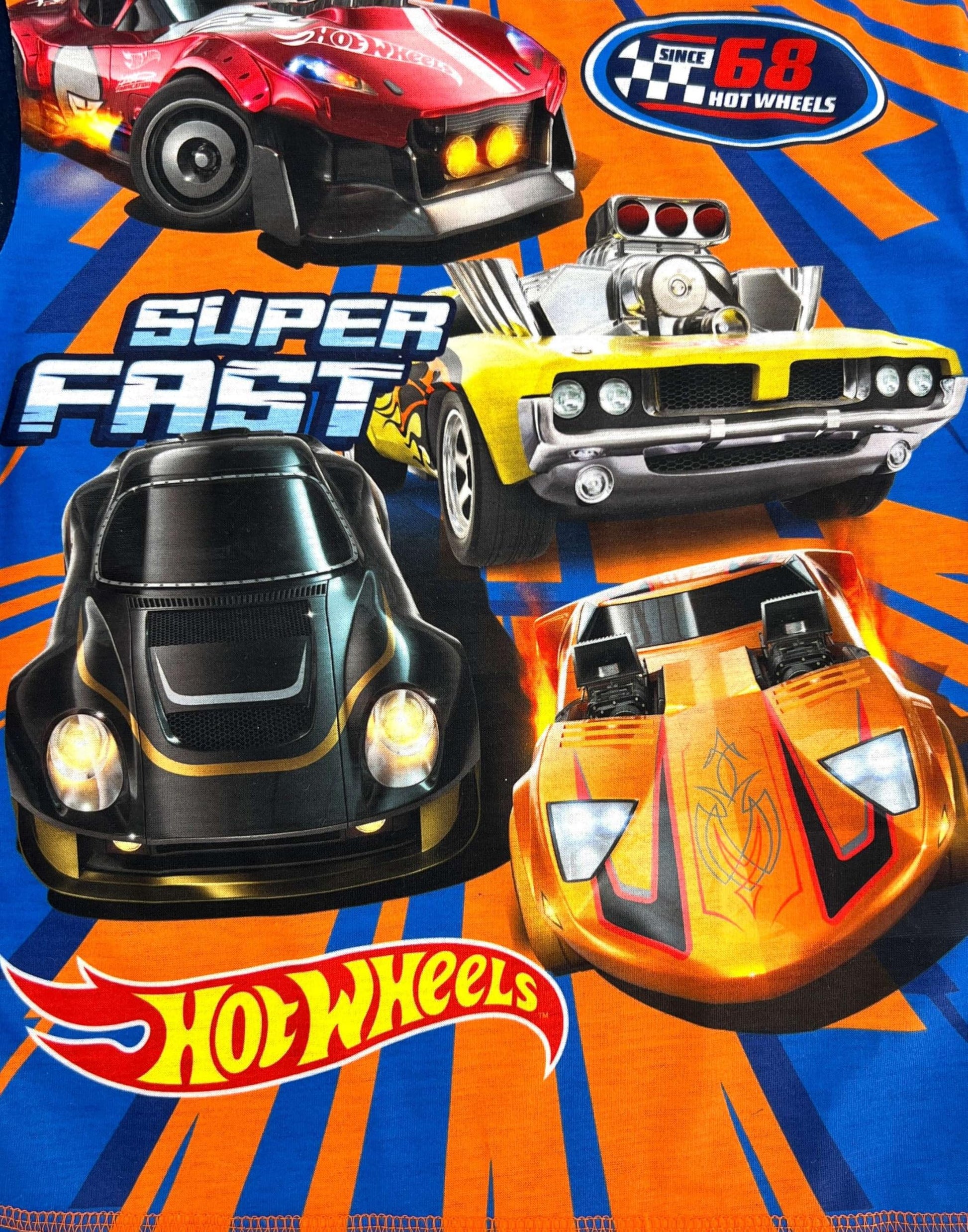 Hot Wheels boys' blue pyjamas for ages 4-5 featuring fun car designs, perfect for comfortable nightwear.