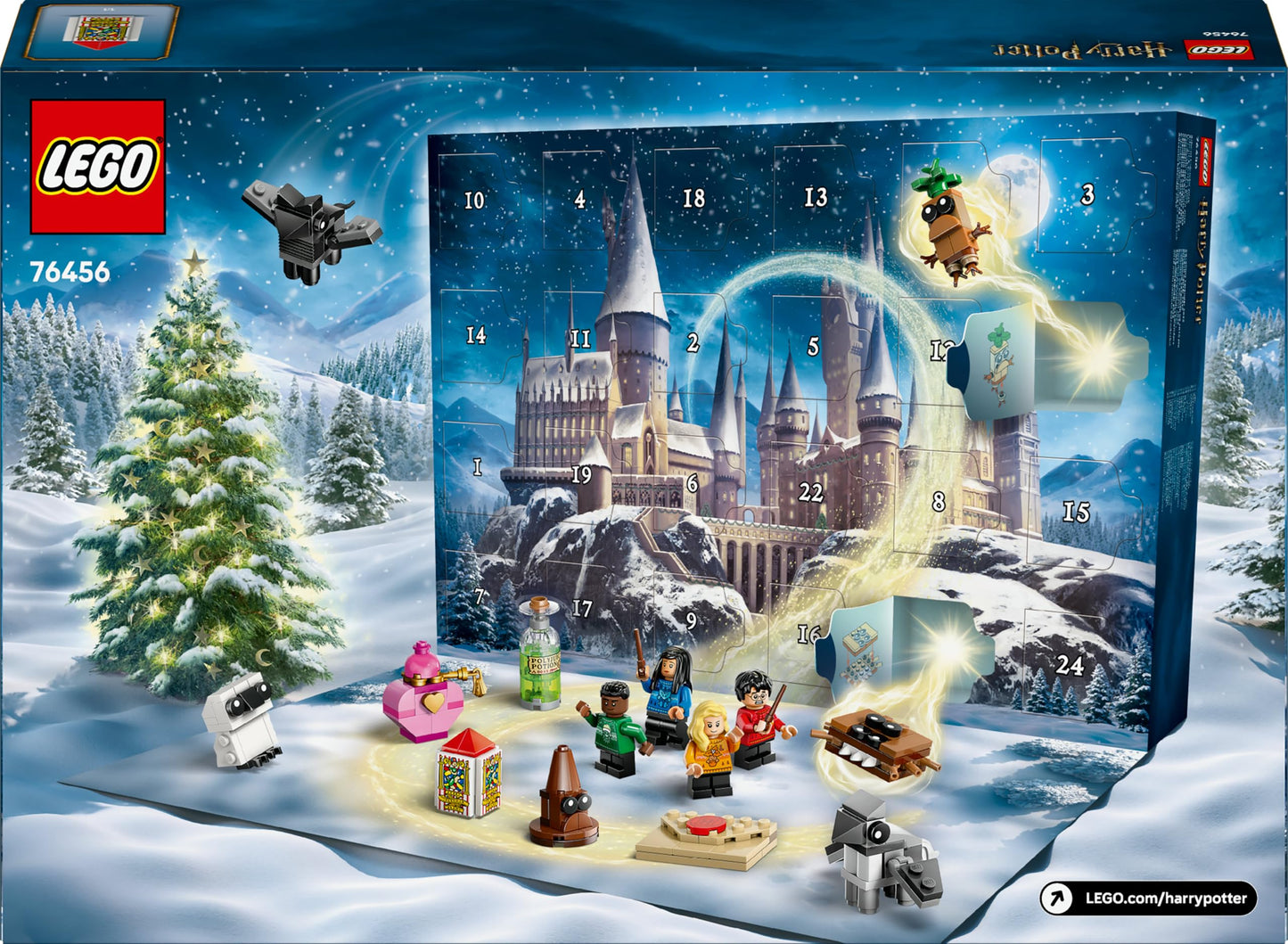 LEGO Harry Potter Advent Calendar 2025 featuring festive minifigures and mini builds for Christmas countdown fun.