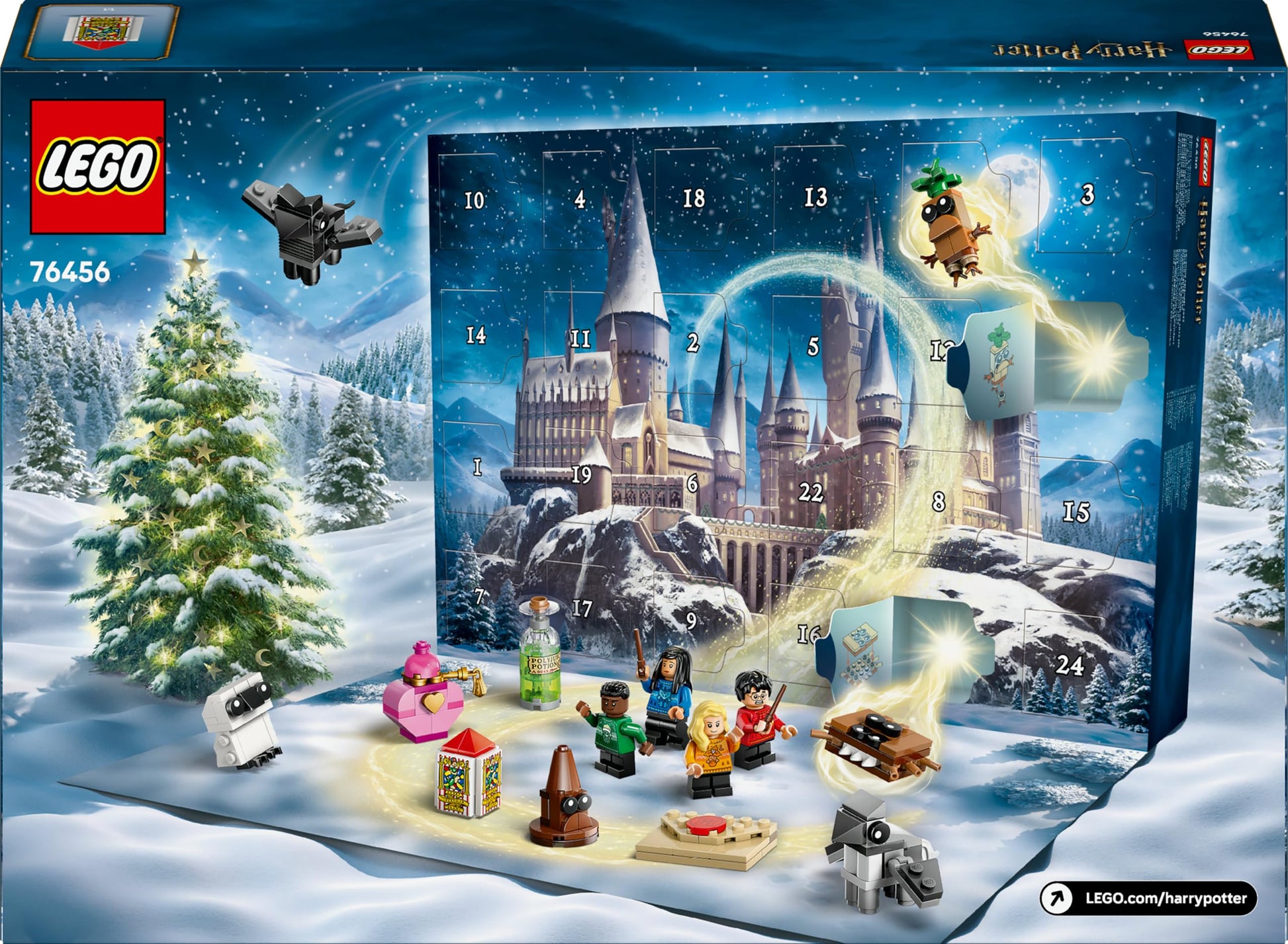 LEGO Harry Potter Advent Calendar 2025 featuring festive minifigures and mini builds for Christmas countdown fun.