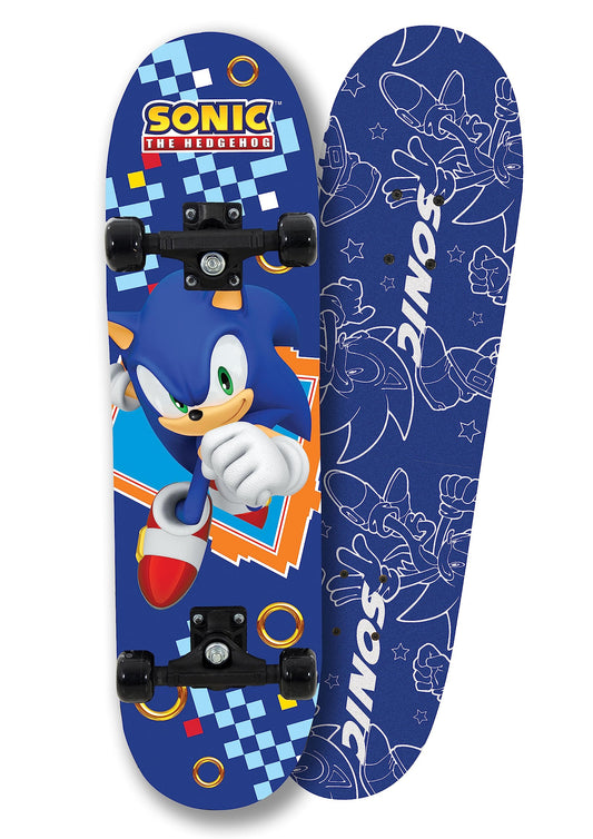 Sonic Deluxe Kids Beginners Skateboard Officially Licensed Graphics Durable 7-Ply Deck Smooth PVC Wheels Offering Enhanced Stability Balance and Coordination Development Age 5+