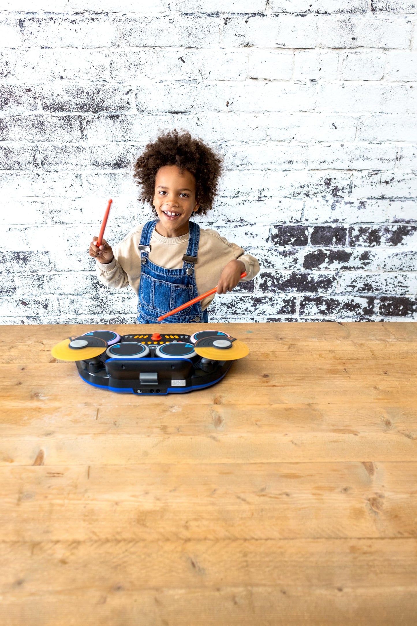 VTech Kidi DJ Drums, Light-up Electronic Drum Kit for Kids, with 4 Drums, 2 Cymbals, Drum Sticks, Bluetooth, Coach Mode and More, Music Toy for Ages 5, 6, 7Plus Years, English Version