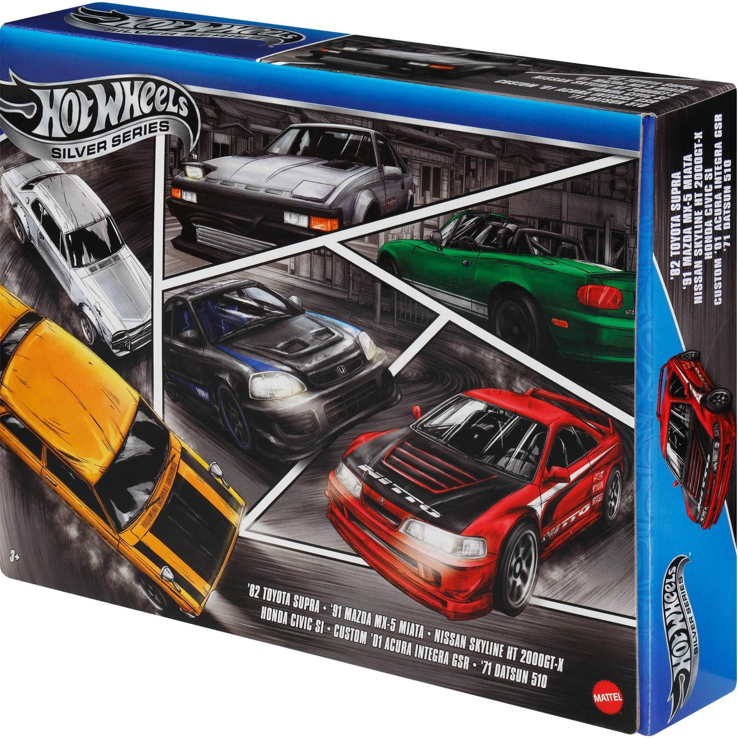 Hot Wheels 1:64 Scale Die-Cast Toy Cars, Set of 6 Japanese Vehicles with Elevated Deco (Styles May Vary), JBY77