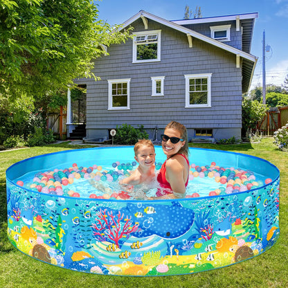 TOPWAYS Sea Creature Paddling Pool, Kiddie Swimming Pool - Easy Setup No Inflation, Outdoor Kids Swimming Pool - Size 152x25cm (Sea Creature)