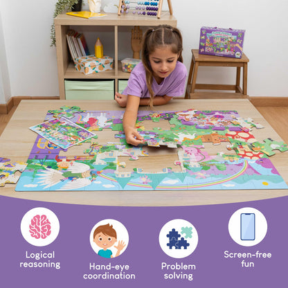 BONNYCO Giant Floor Puzzle of Fantasy Castle with 48 Large Pieces. Jigsaw Puzzles for Kids 36.2 x 24.4 in, Gifts for Girls and Boys, Educational Toys Ages 2-8