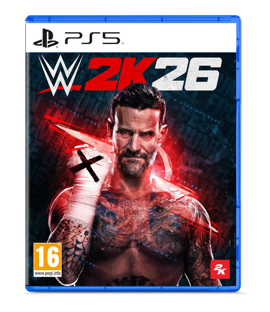 WWE 2K26 Standard Edition video game for PlayStation 5 by 2K, showing the game case with cover art featuring WWE wrestlers.