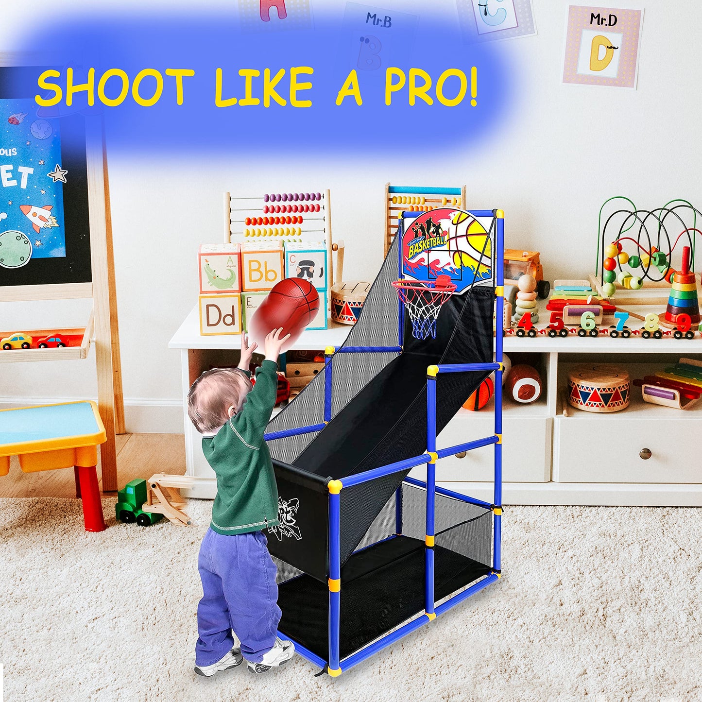 Kiddie Play King Sport Basketball arcade Hoop Rack Toy Basketball Hoop Arcade Game indoor Sports Toys for Kids Indoor/Outdoor Basketball Stand for Boys and Girls| Stable Base Stand