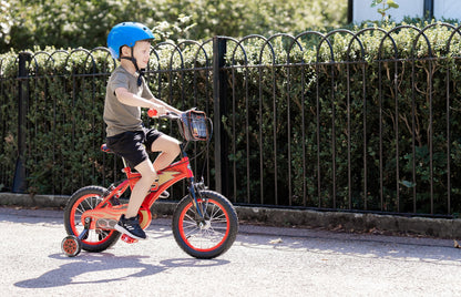 Huffy Disney Cars 14 inch Kids Bike + Stabilisers For Boys or Girls 4-6 Years - Lightning McQueen Styling, Red