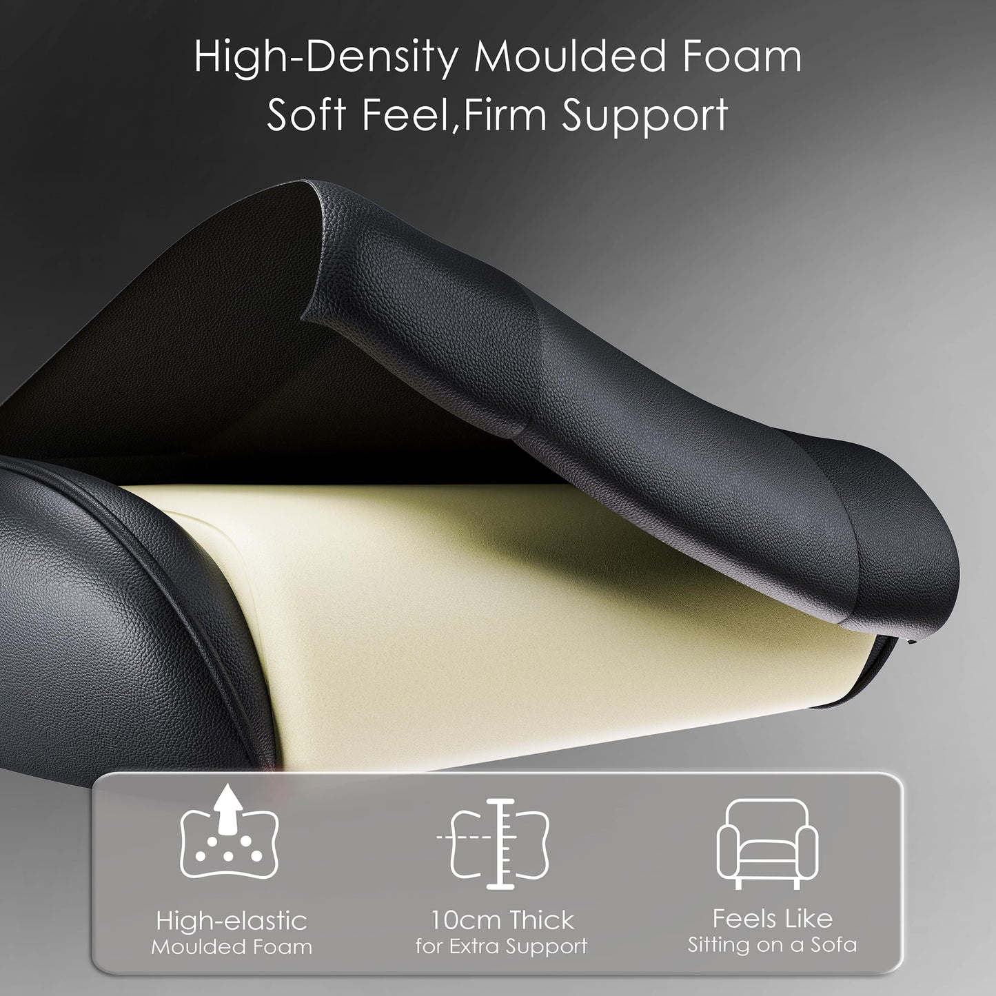 Black Blisswood gaming chair with ergonomic high back, footrest, headrest, lumbar support, and adjustable recline for adults.