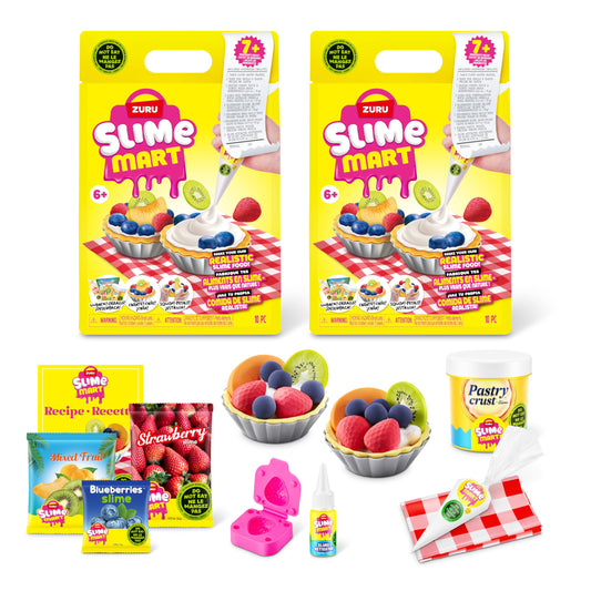Slime Mart small blue slime bags in a package, soft compound slime for kids' arts and crafts, fun slime making kit for children.